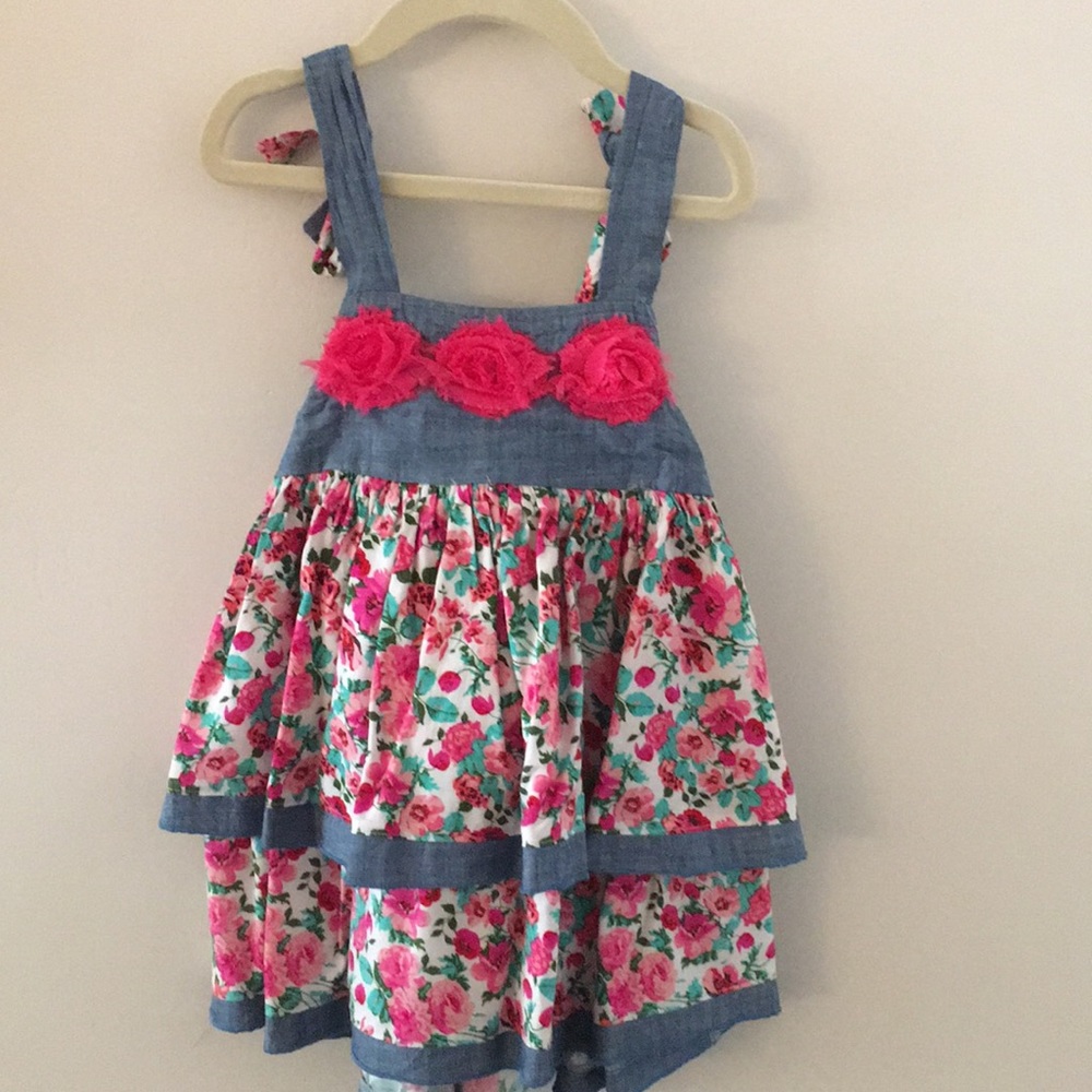 Girls Floral Denim dress 2T